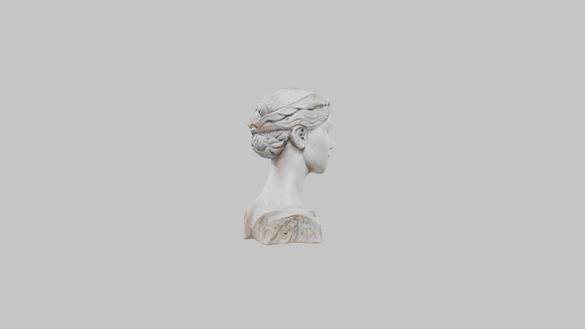 Female head Marble Statue Sculpture Low-poly 3D model_12