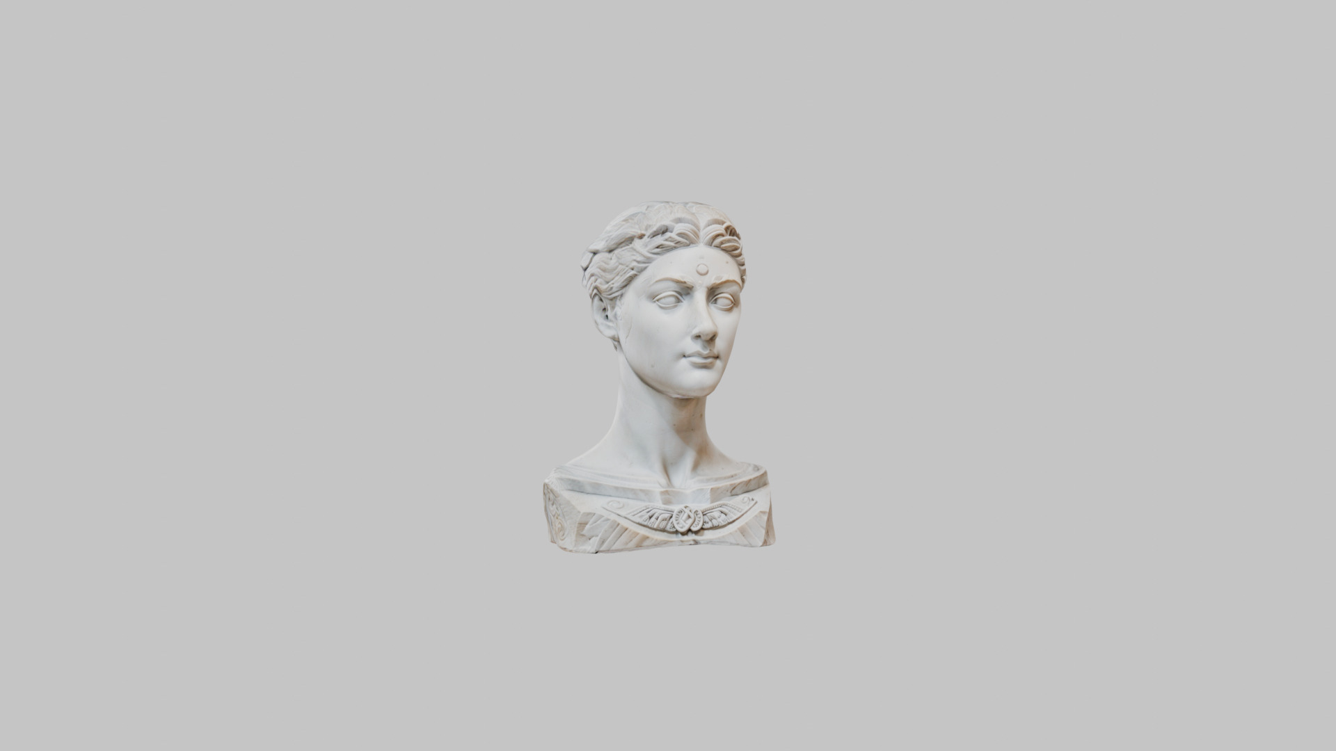 Female head Marble Statue Sculpture Low-poly 3D model_8