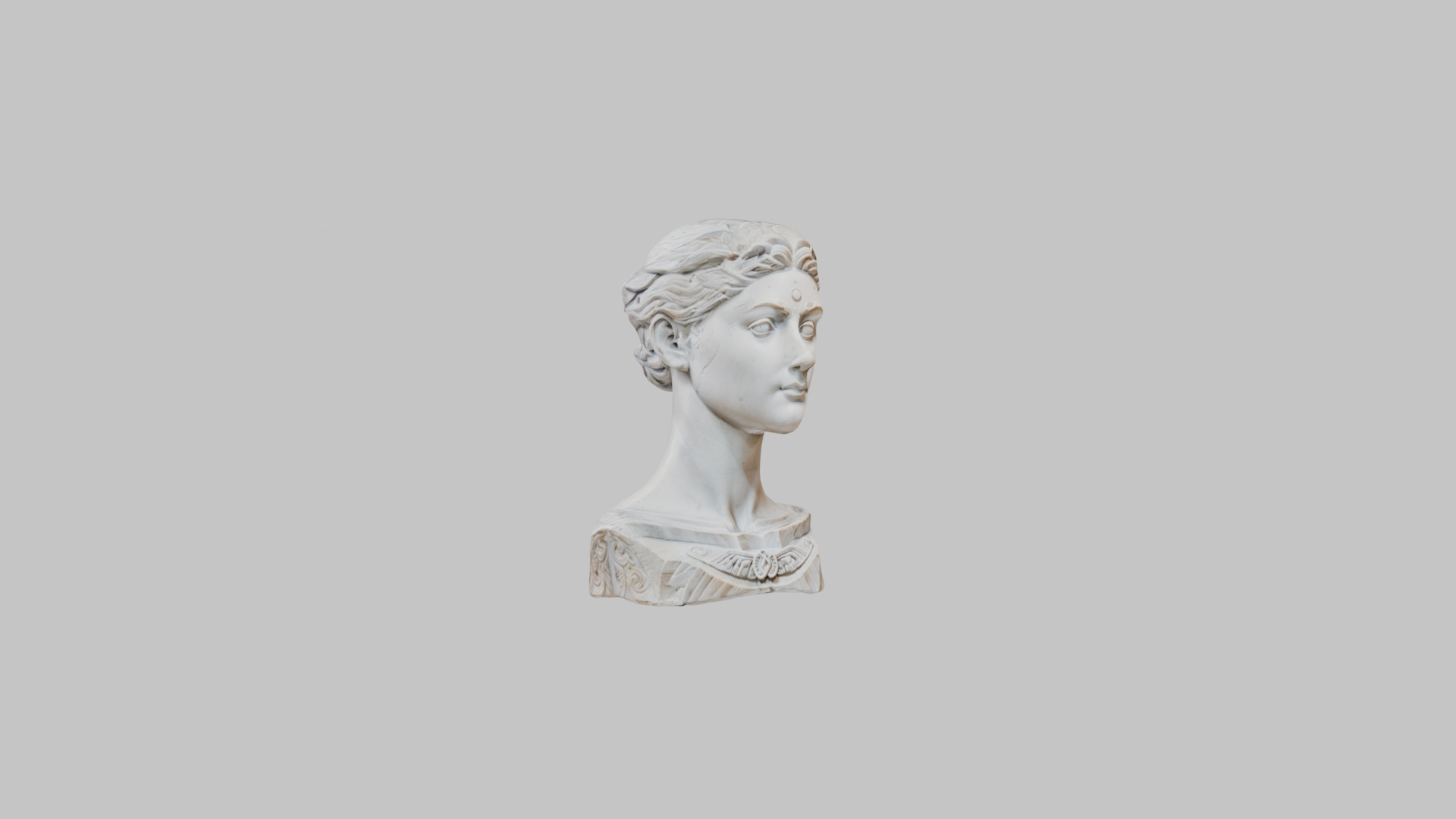 Female head Marble Statue Sculpture Low-poly 3D model_9
