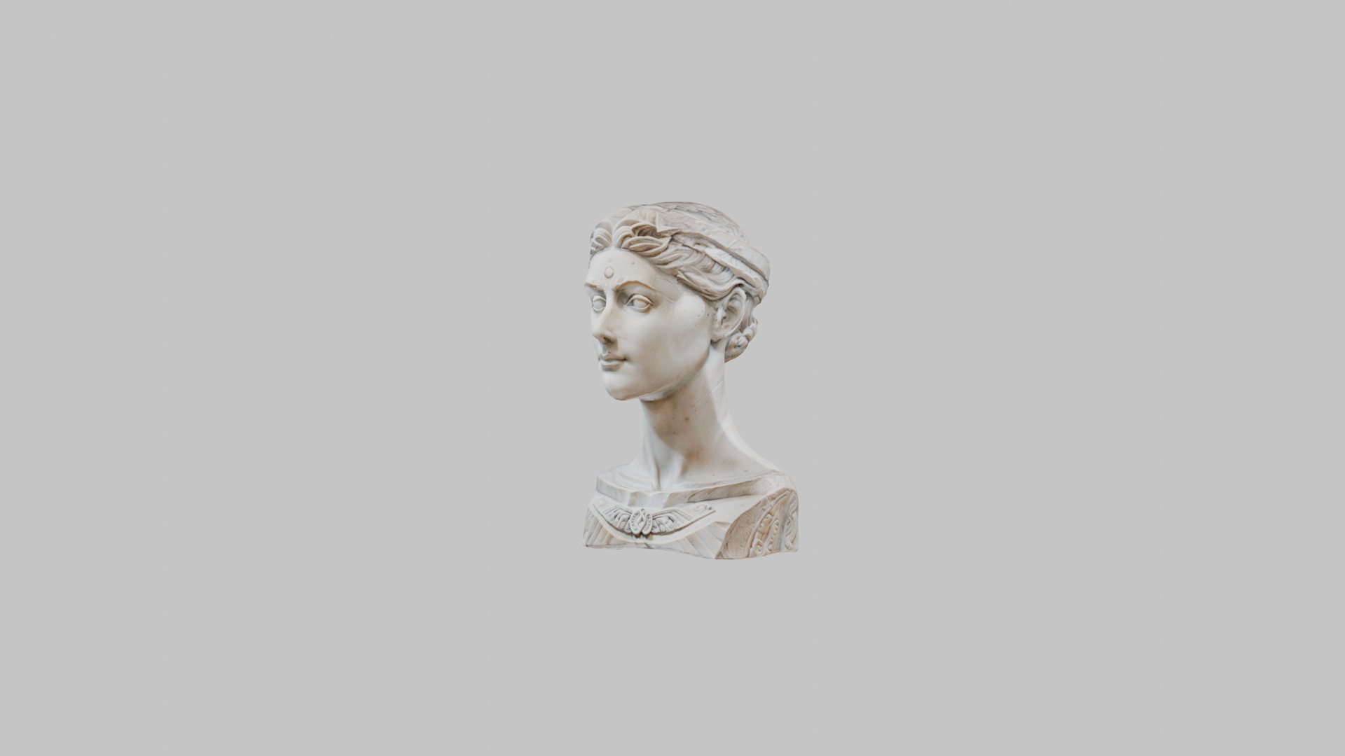 Female head Marble Statue Sculpture Low-poly 3D model_6