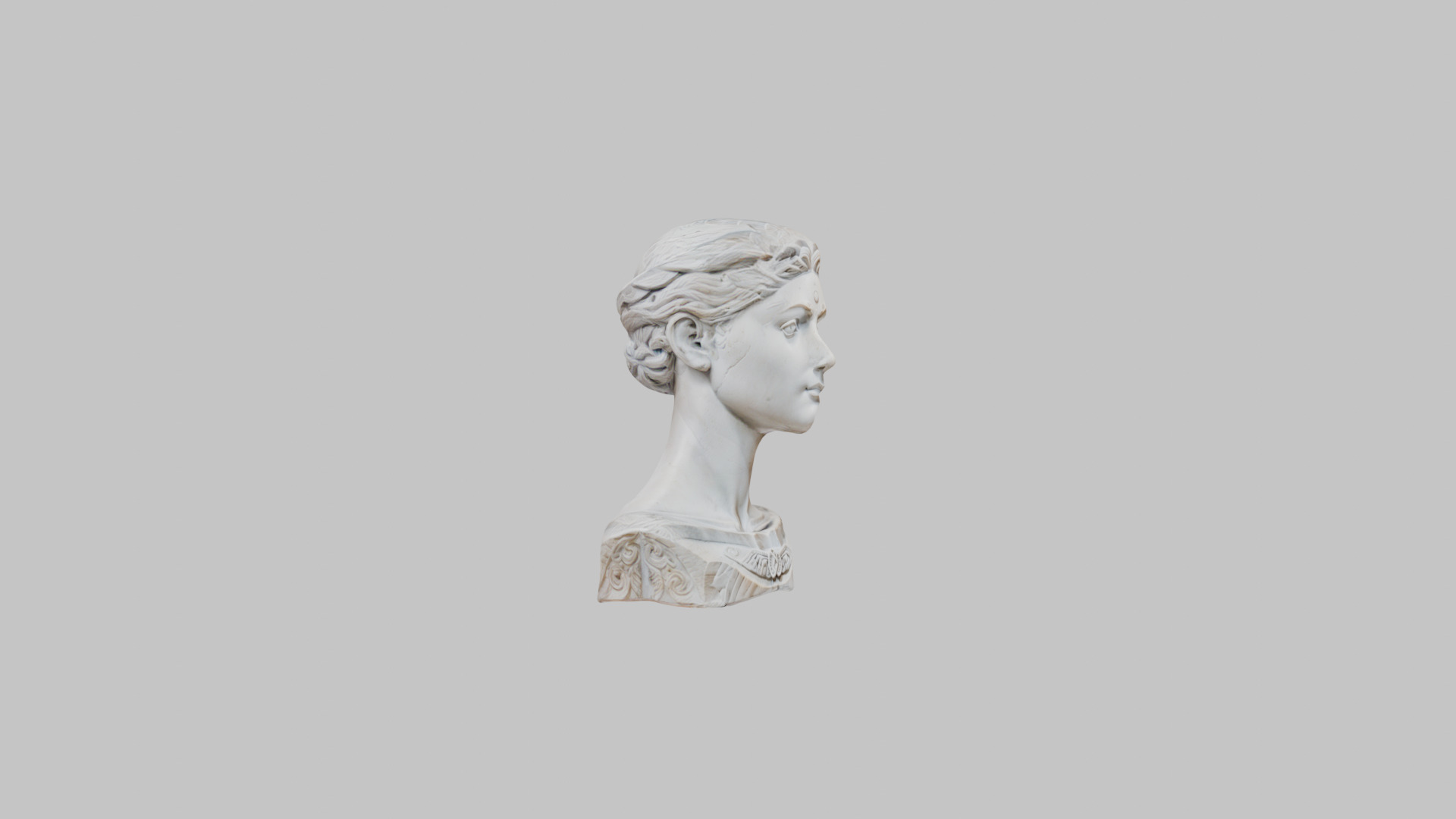 Female head Marble Statue Sculpture Low-poly 3D model_10