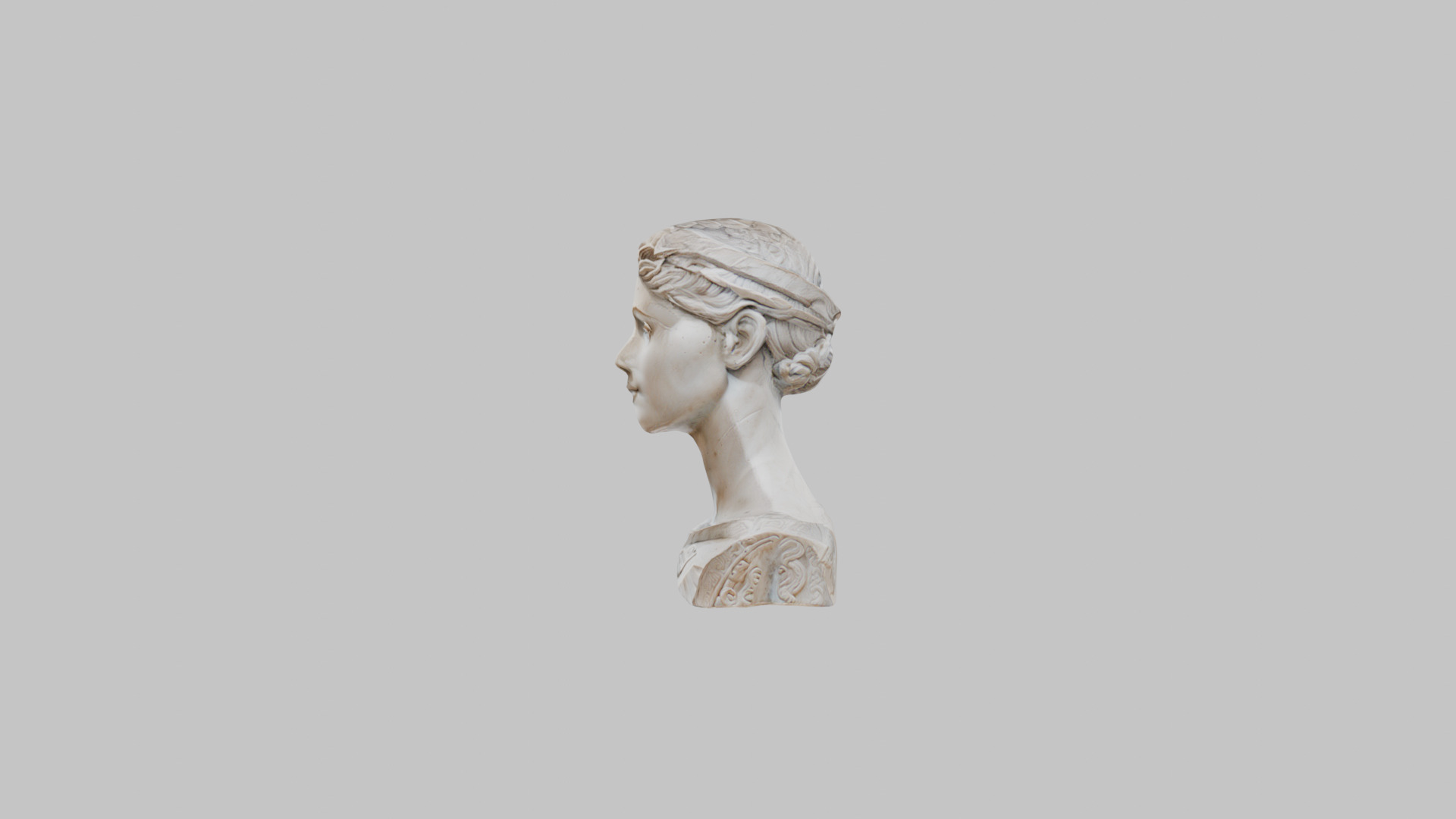 Female head Marble Statue Sculpture Low-poly 3D model_4