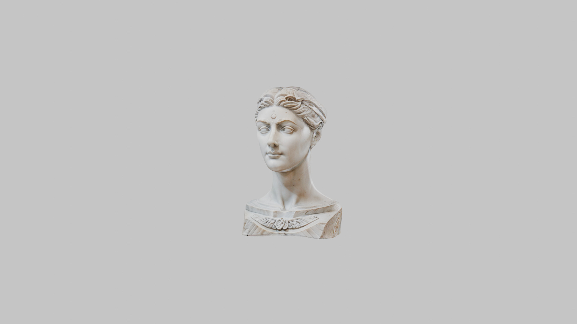 Female head Marble Statue Sculpture Low-poly 3D model_7