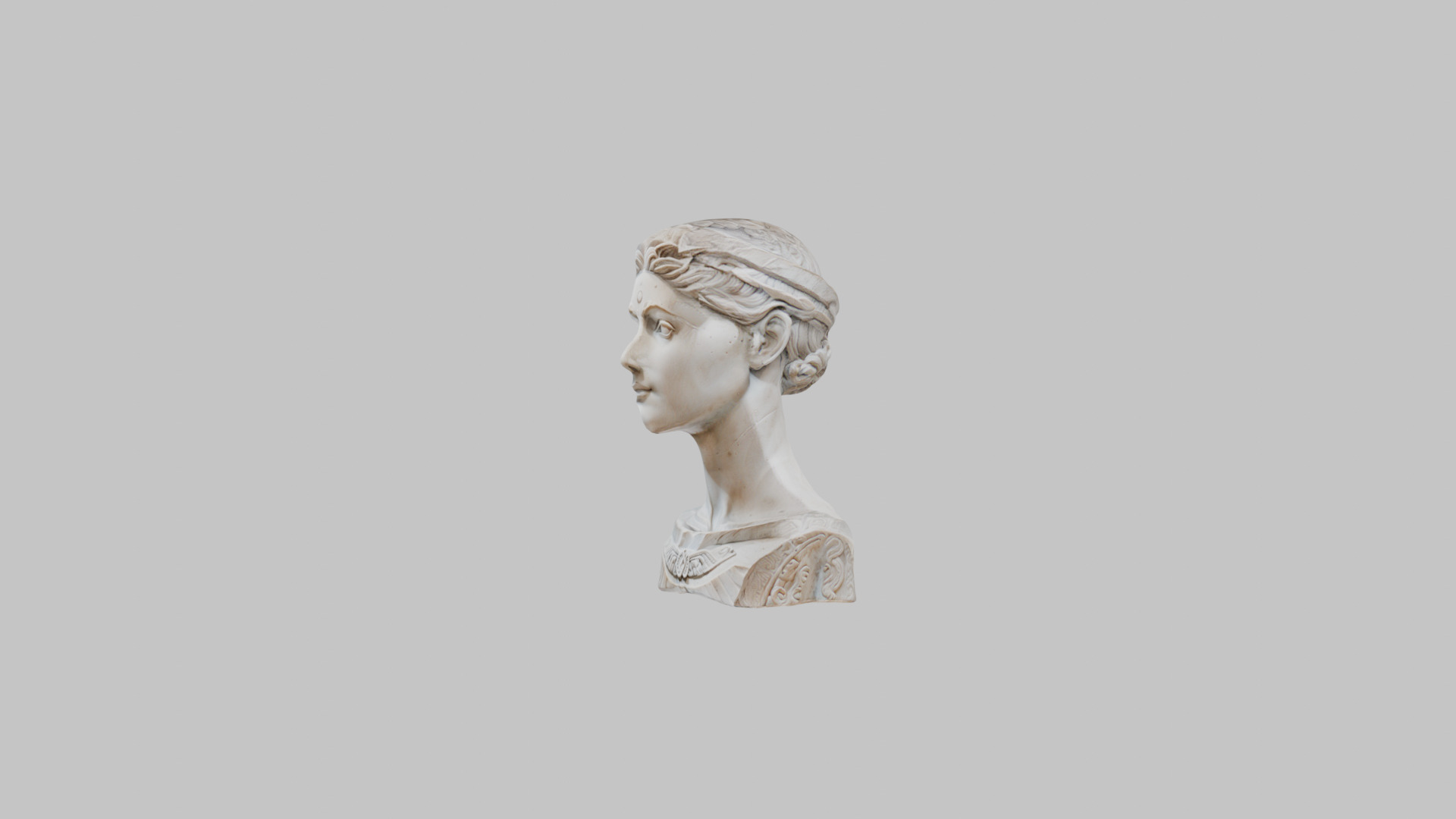 Female head Marble Statue Sculpture Low-poly 3D model_5