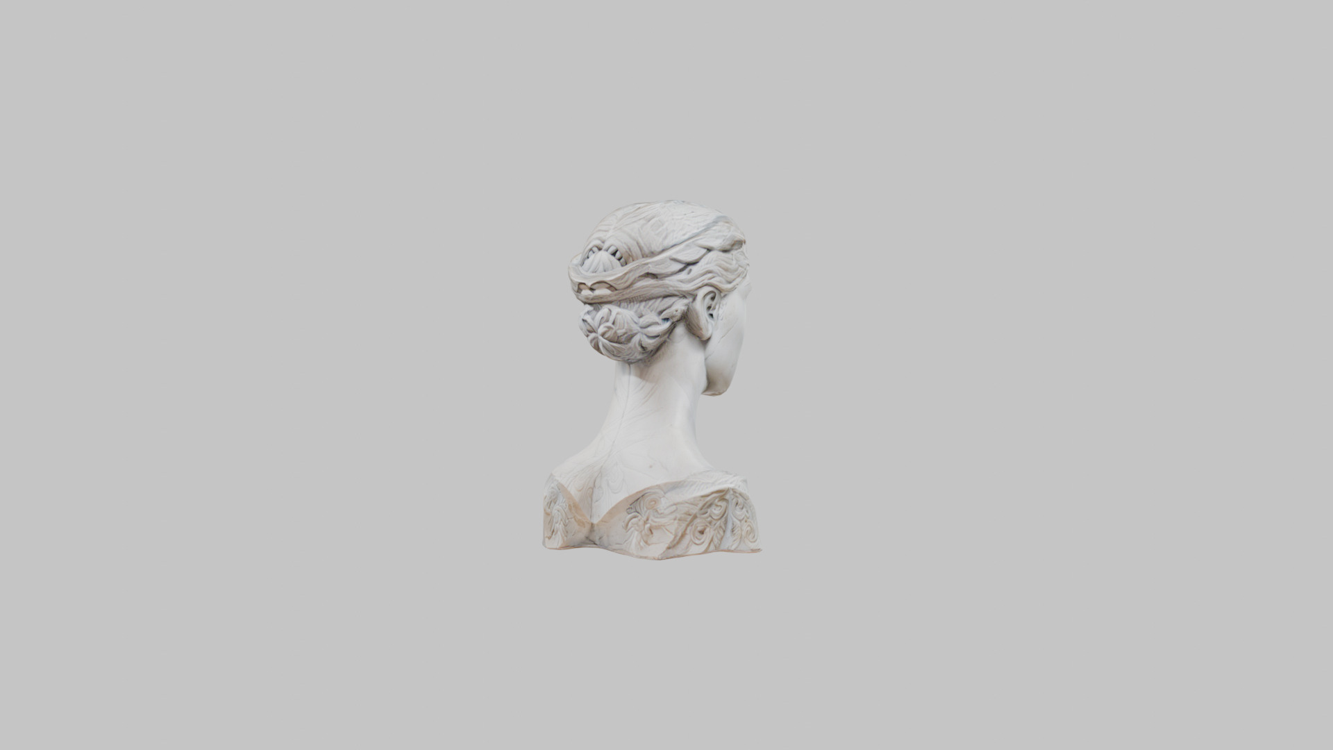 Female head Marble Statue Sculpture Low-poly 3D model_13