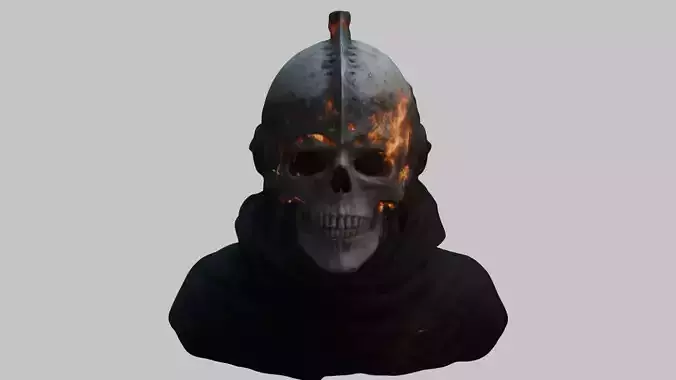 Burnt Medieval Templar SKull HEad Bust