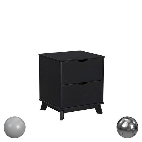 Portix Black 2 Drawer Nightstand 3D model