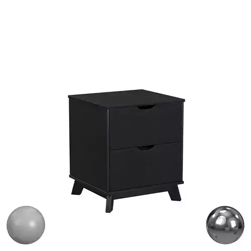 Portix Black 2 Drawer Nightstand