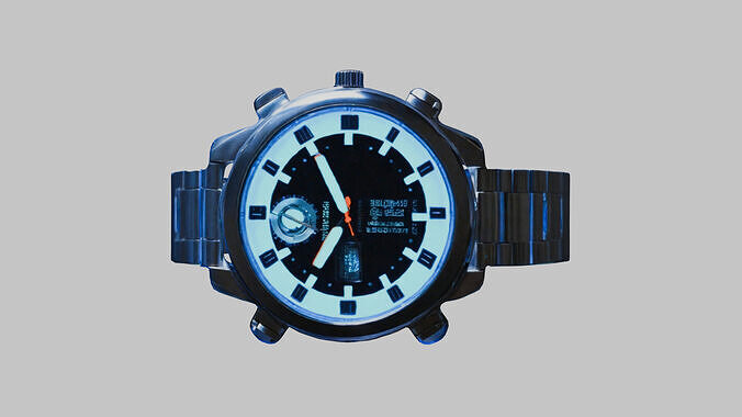 futuristic bioluminescent autonomous wristwatch  Low-poly 3D model