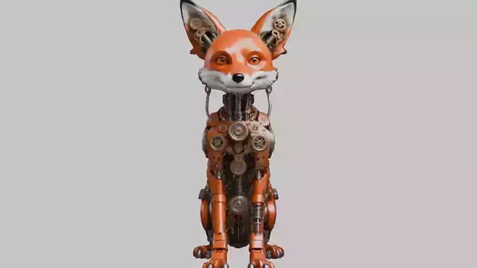 Steampunk Mechanical Fox Model - Intricate Design