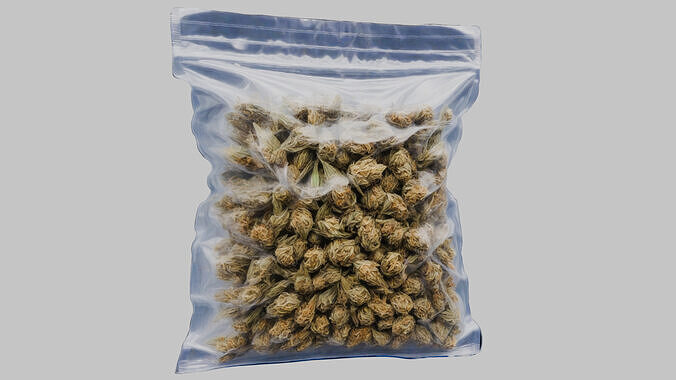 Cannabis Transparent plastic container Weed Bag CBD Hemp Low-poly 3D model