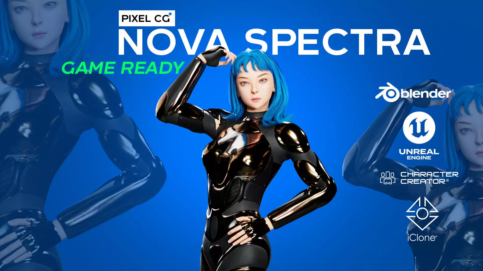 NOVA SPECTRA Concepted UE5 Game Character  Low-poly 3D model_0