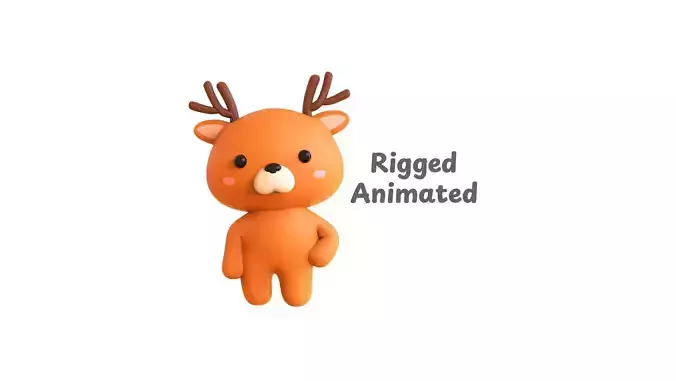 Chubby Deer Animated for Games Low-poly 3D model