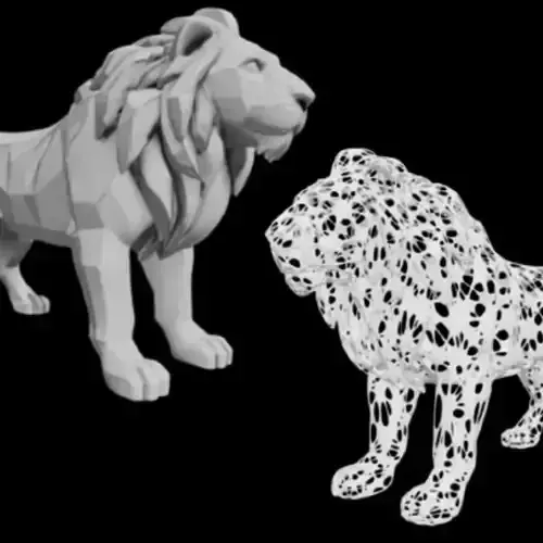 Majestic Lion King 3D Model Voronoi and Low Poly Mesh Art
