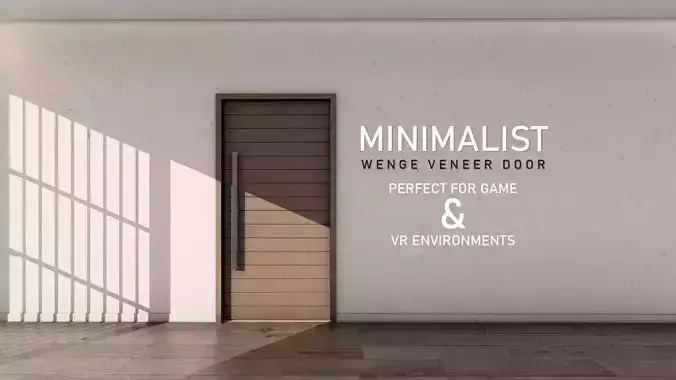 Minimalist Wenge Veneer Door Architectural 3D Model Door 7 Low-poly 3D model
