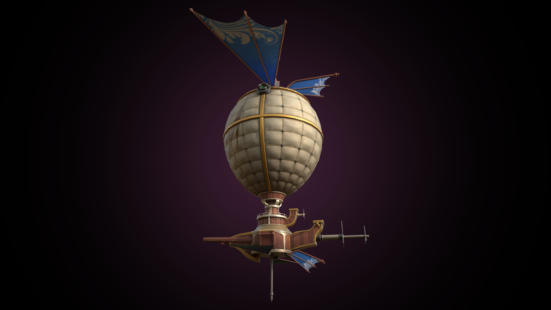Stylized Solarpunk Airship 3D model_5