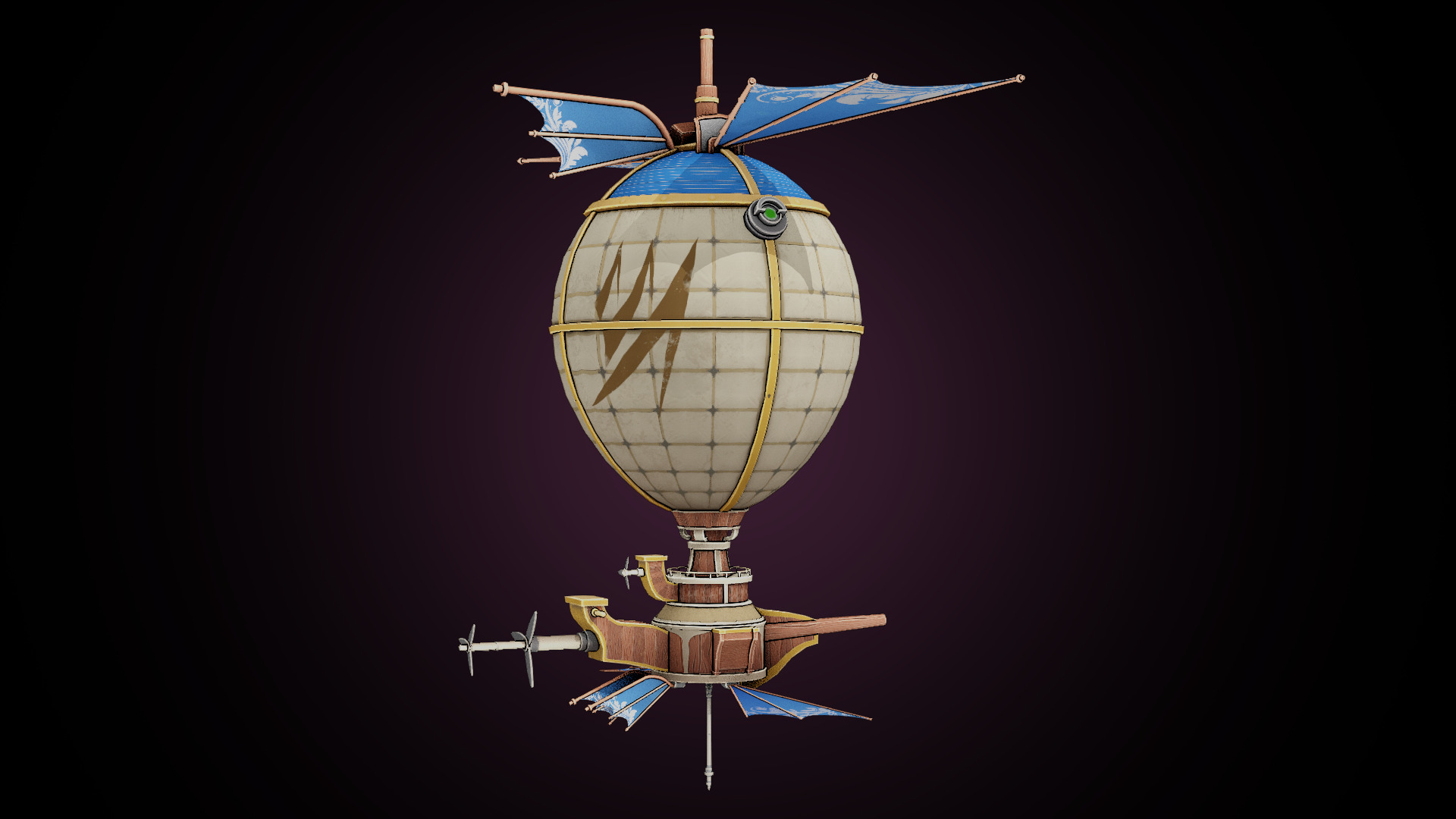 Stylized Solarpunk Airship 3D model_8