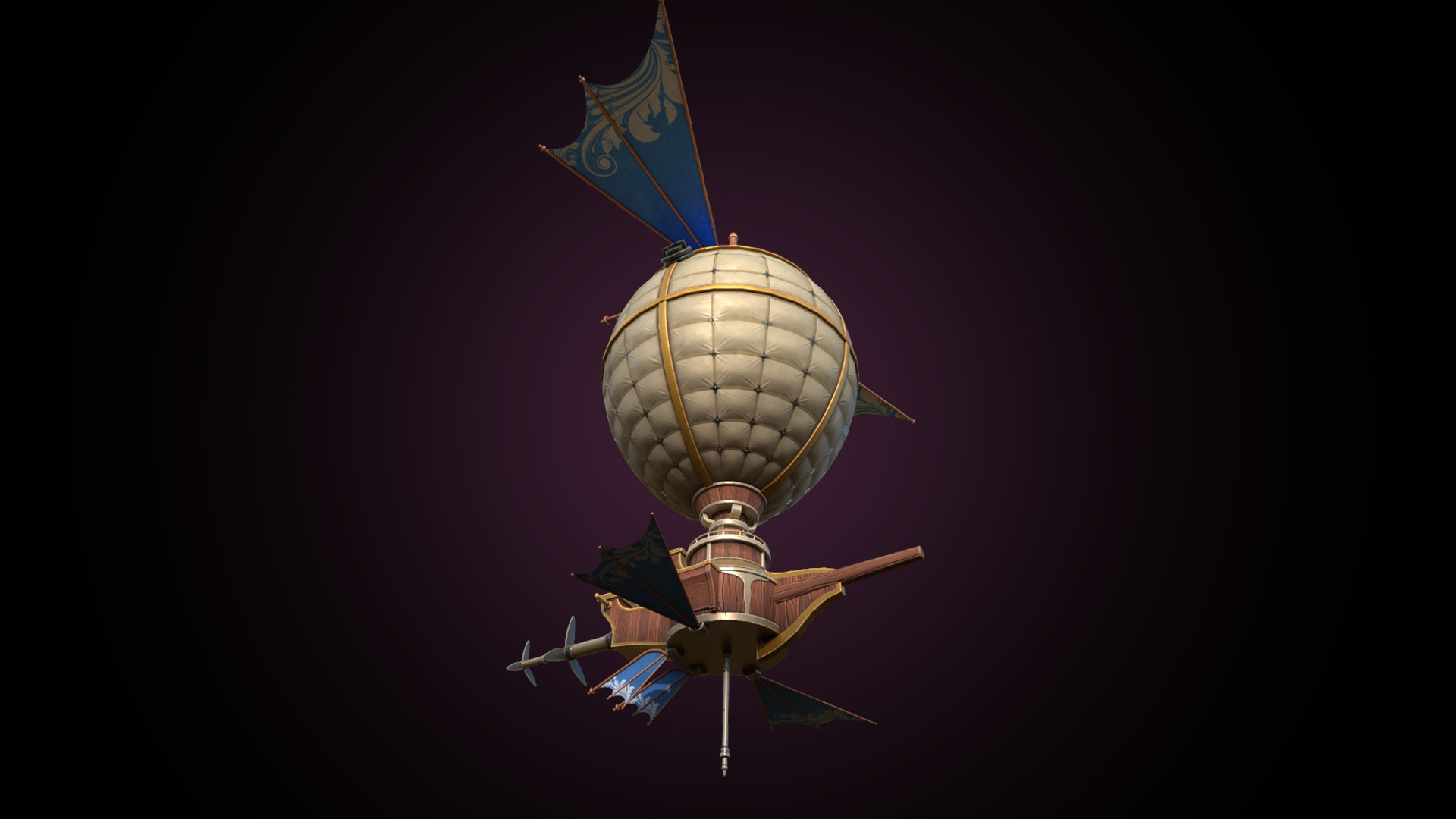 Stylized Solarpunk Airship 3D model_6