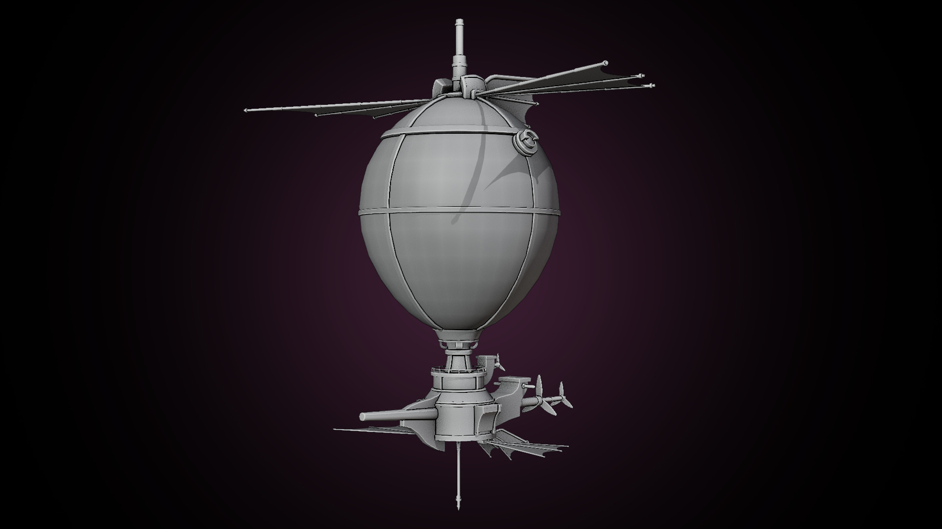 Stylized Solarpunk Airship 3D model_10