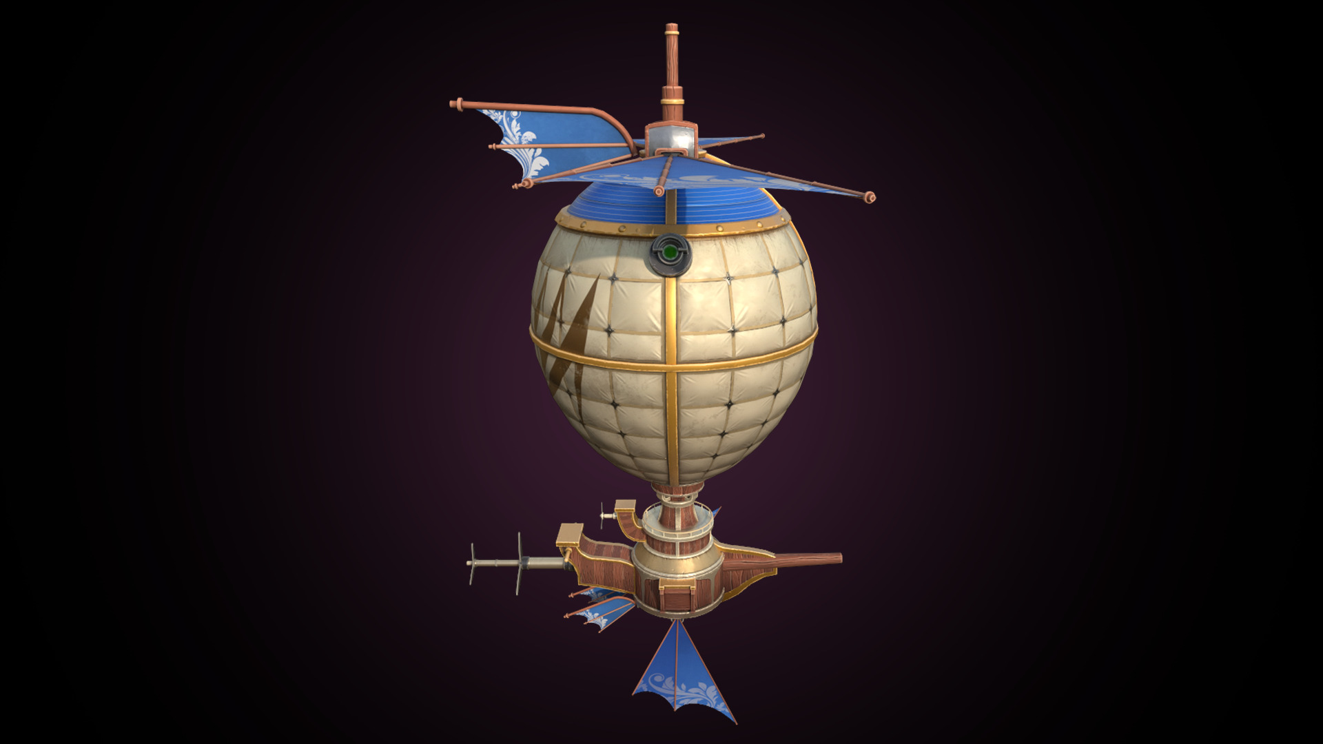 Stylized Solarpunk Airship 3D model_7