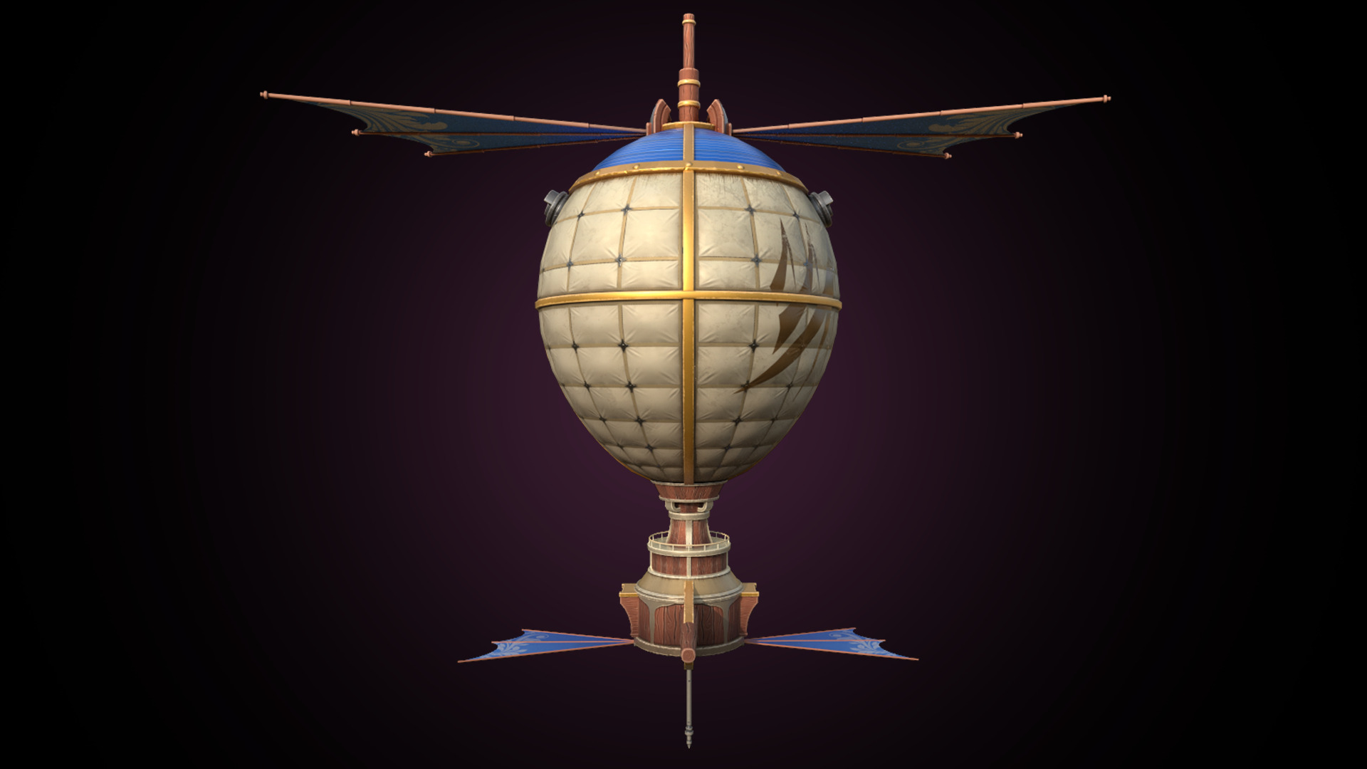 Stylized Solarpunk Airship 3D model_3