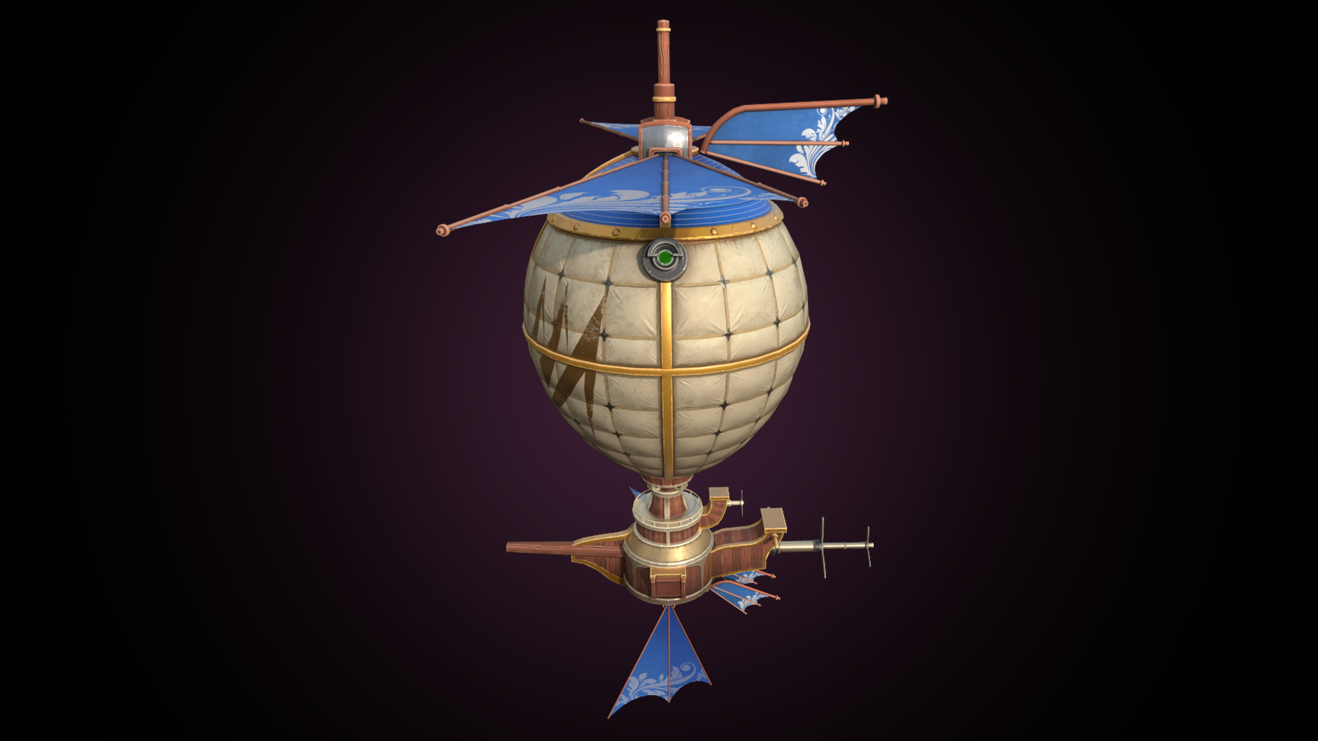 Stylized Solarpunk Airship 3D model_4