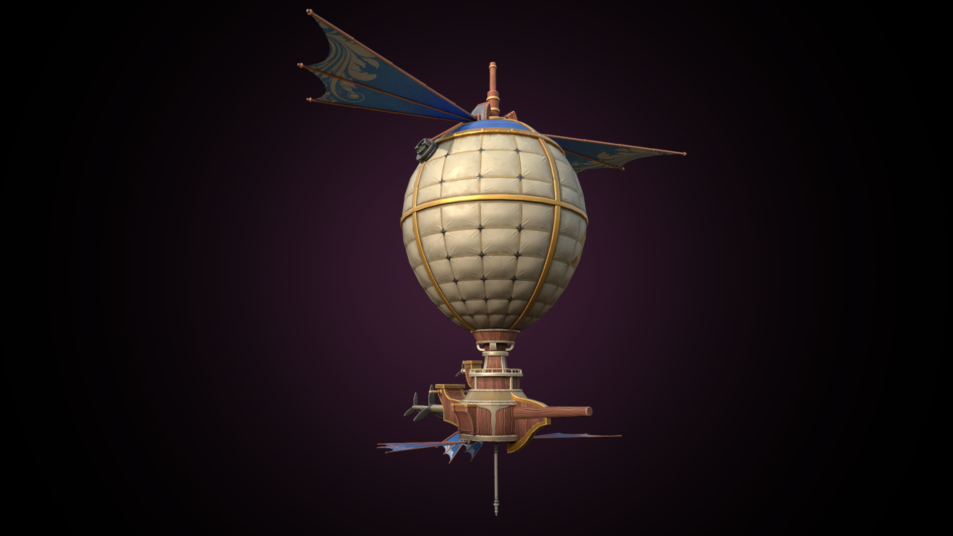 Stylized Solarpunk Airship 3D model_2