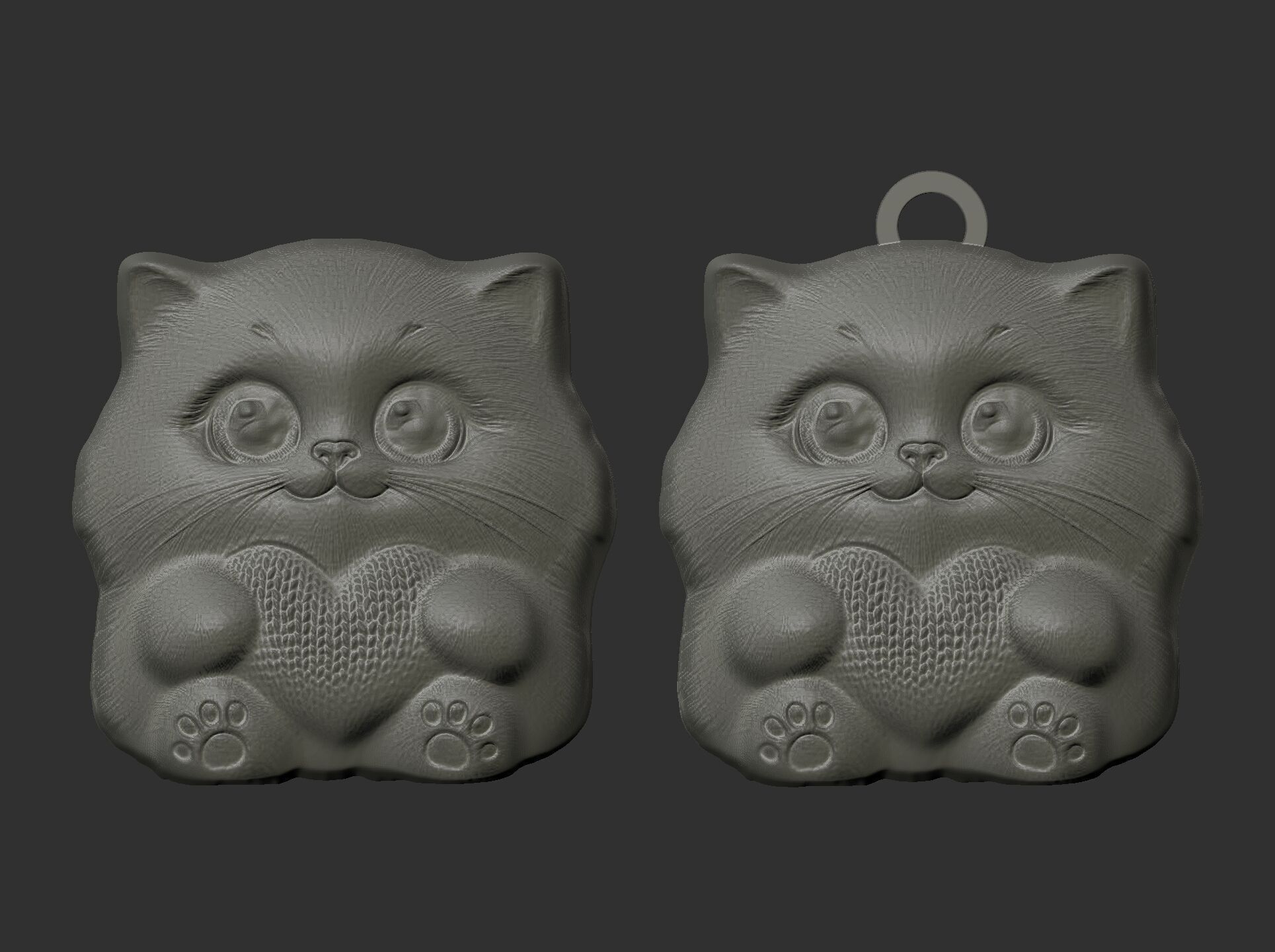 cute little cat keychain 3D print model_5