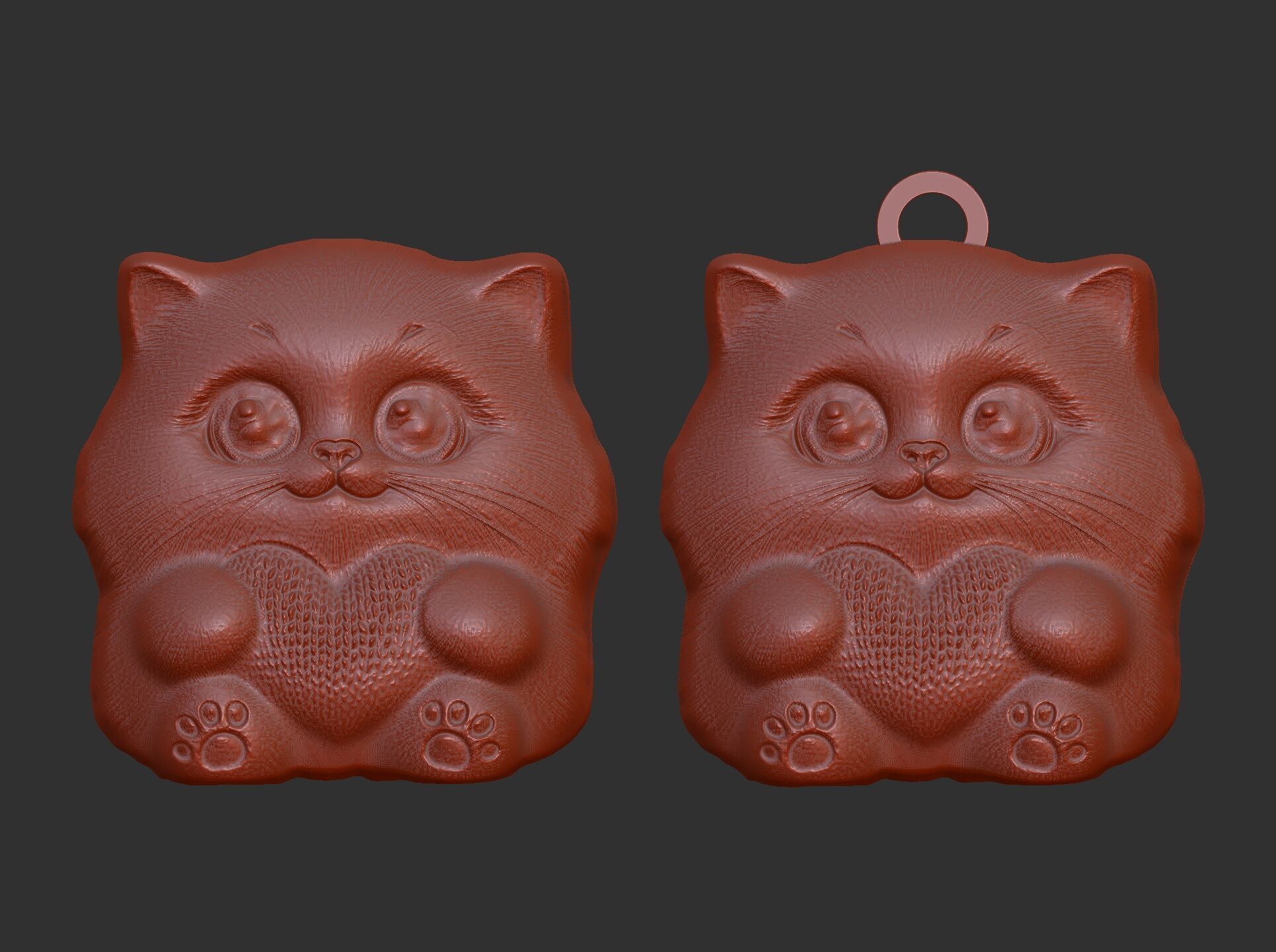 cute little cat keychain 3D print model_3