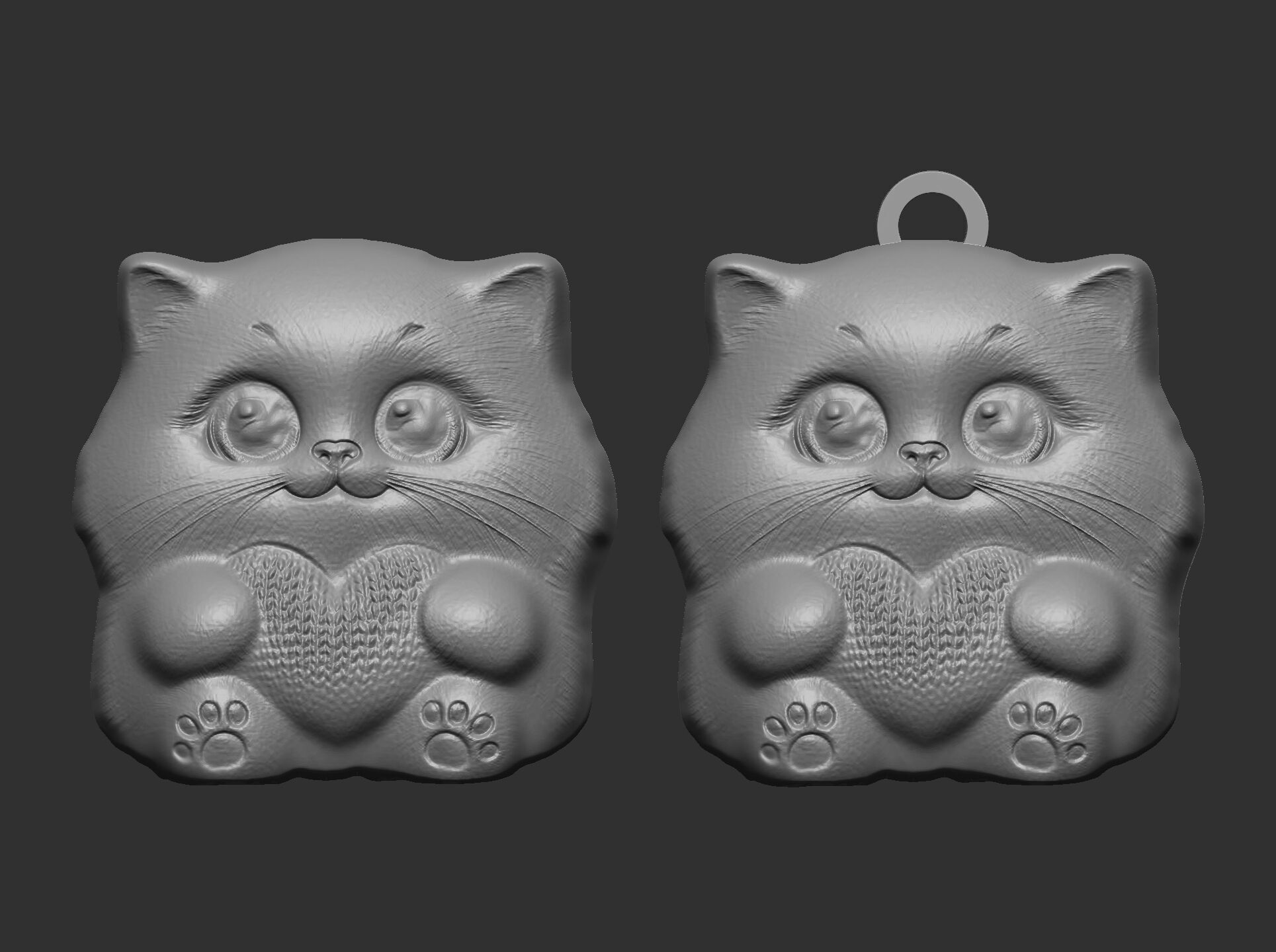 cute little cat keychain 3D print model_8