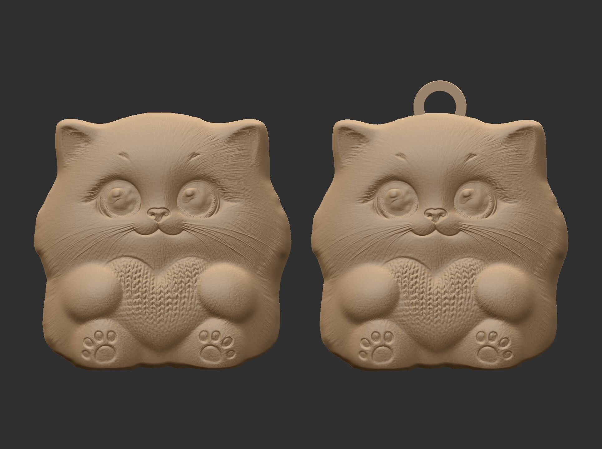 cute little cat keychain 3D print model_6