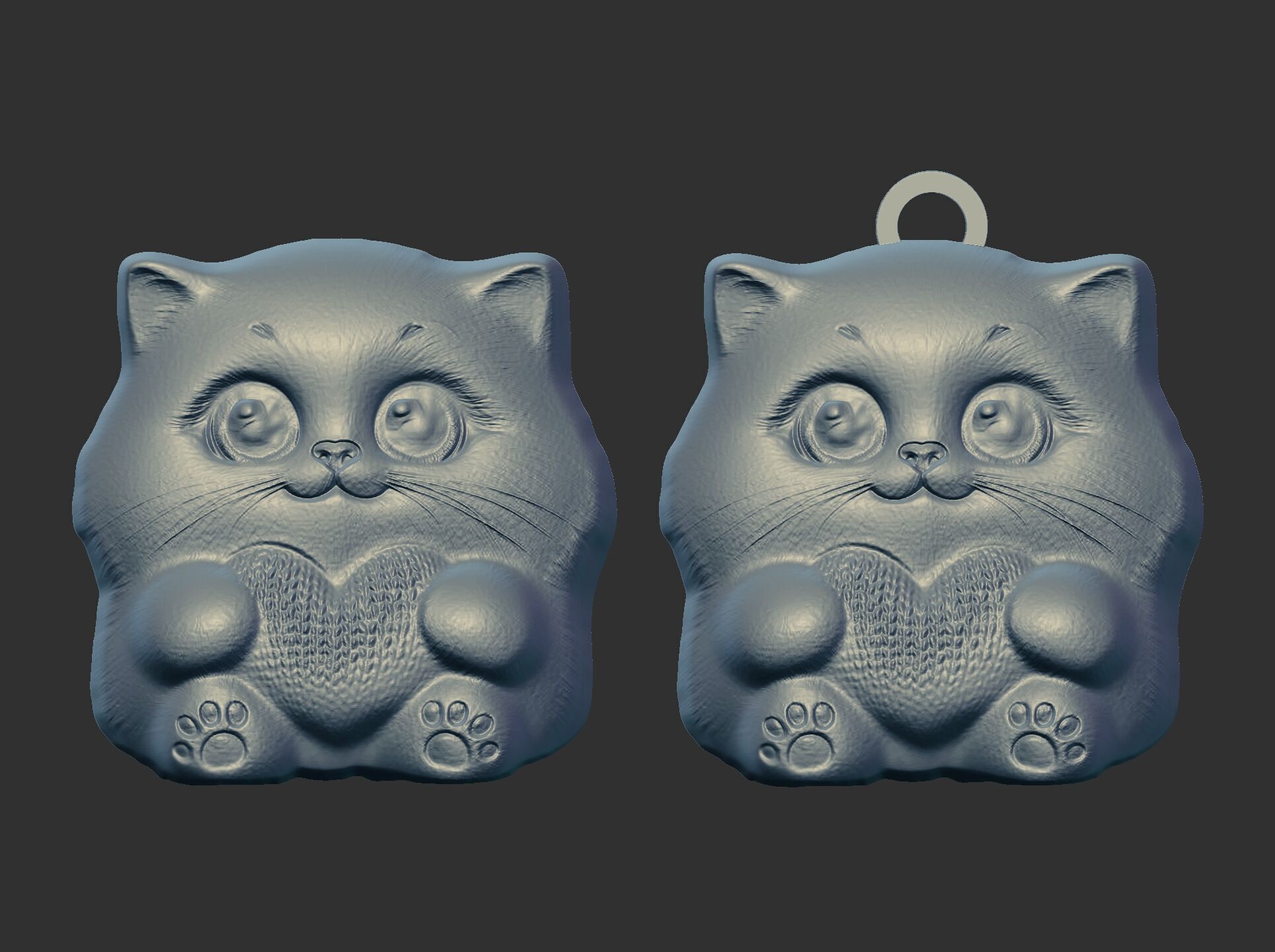 cute little cat keychain 3D print model_4