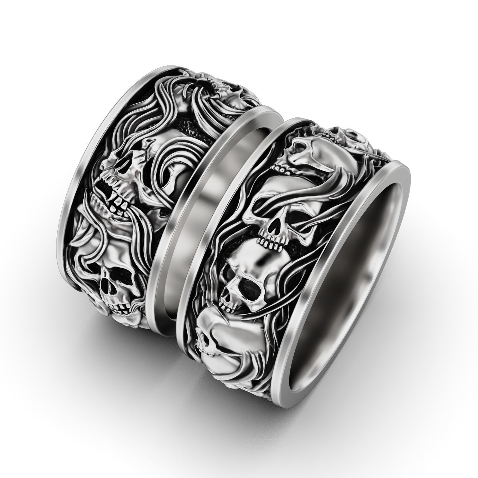 Collection Skull ring and smoke in a circle _3