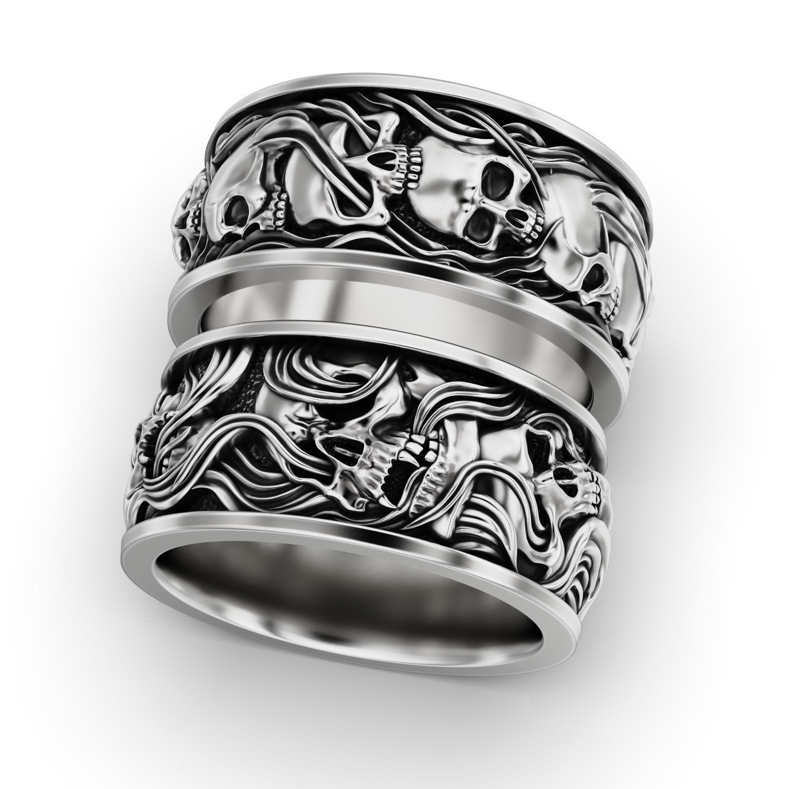 Collection Skull ring and smoke in a circle _2