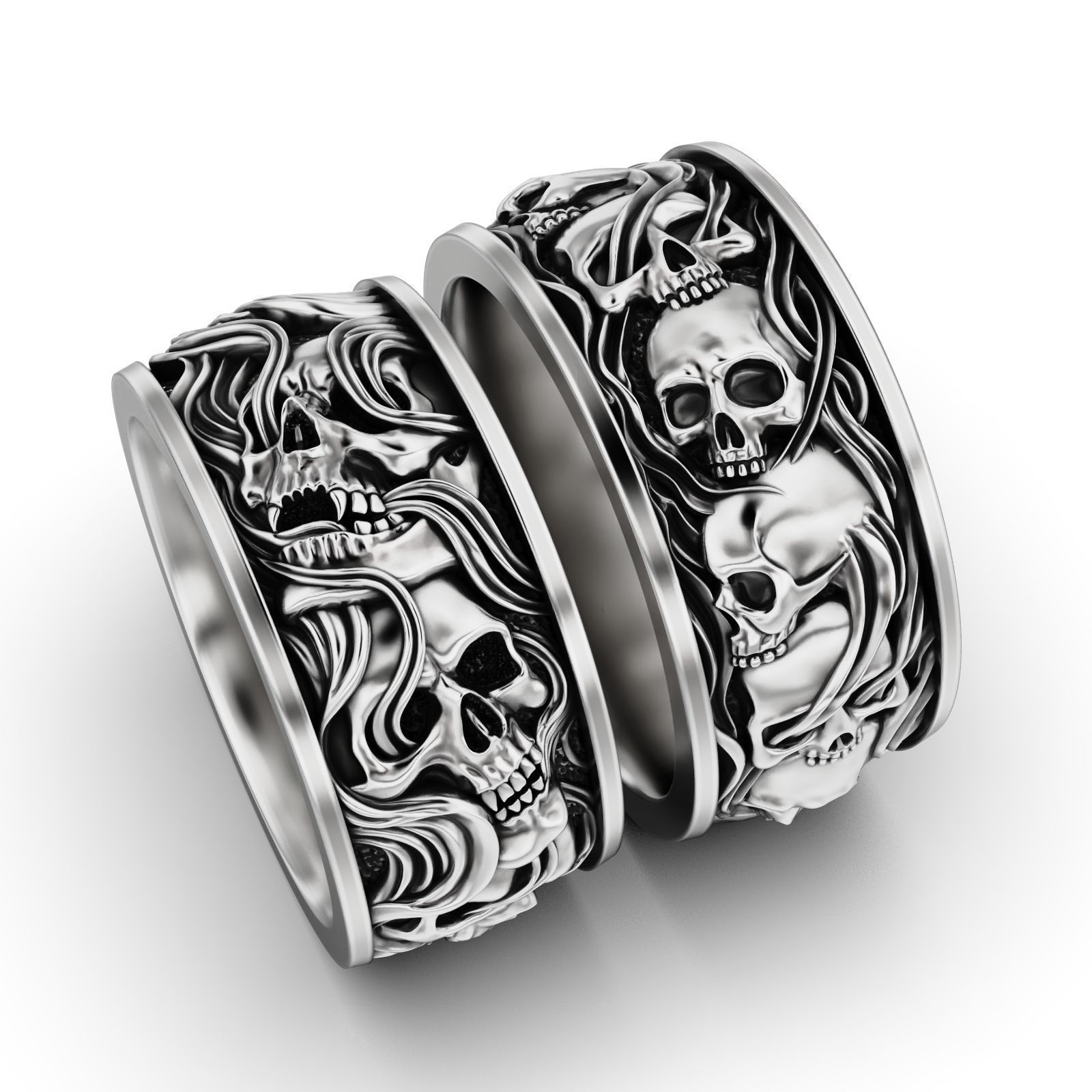 Collection Skull ring and smoke in a circle _1