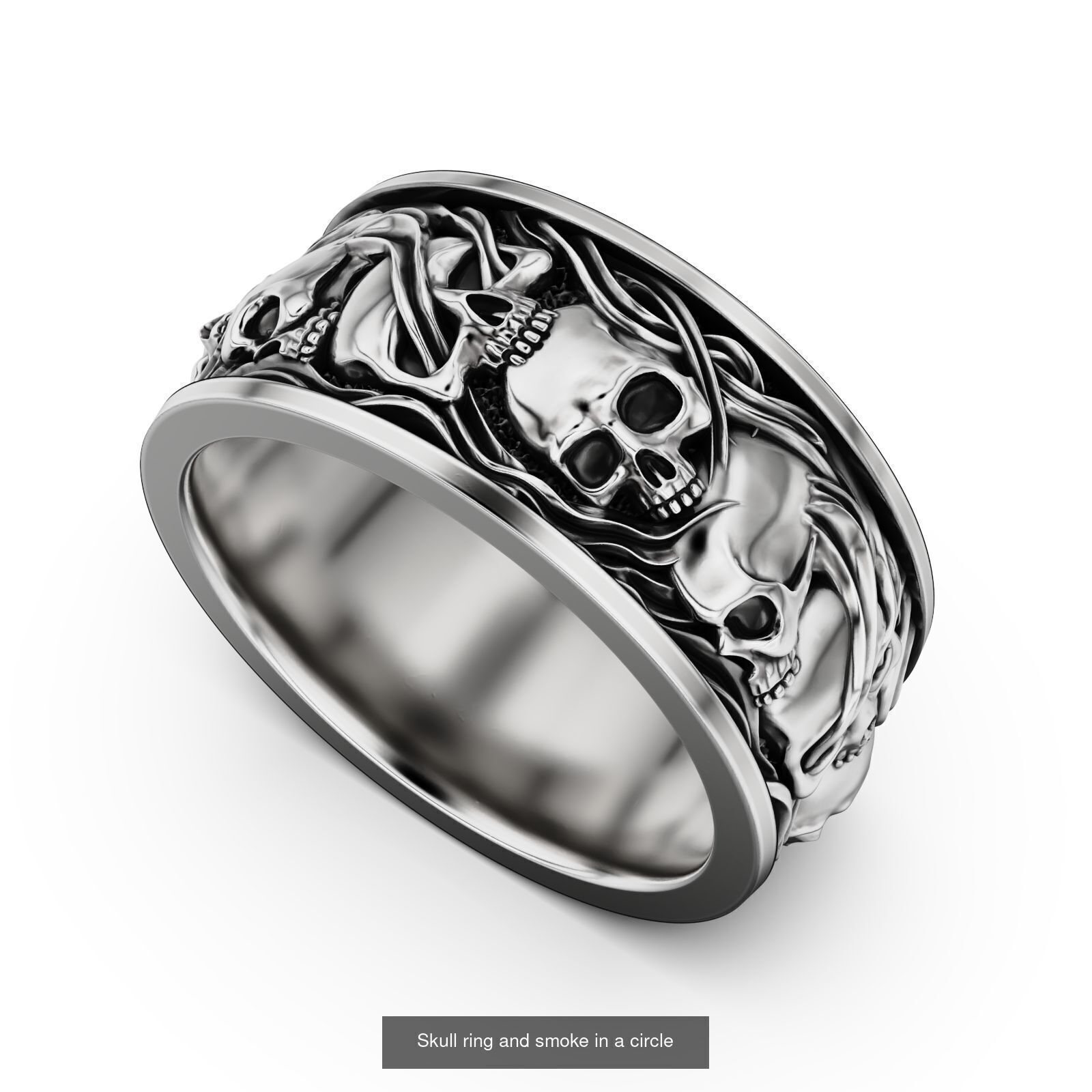 Collection Skull ring and smoke in a circle _5