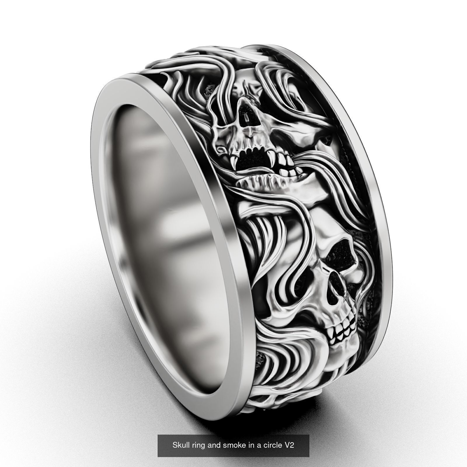 Collection Skull ring and smoke in a circle _6