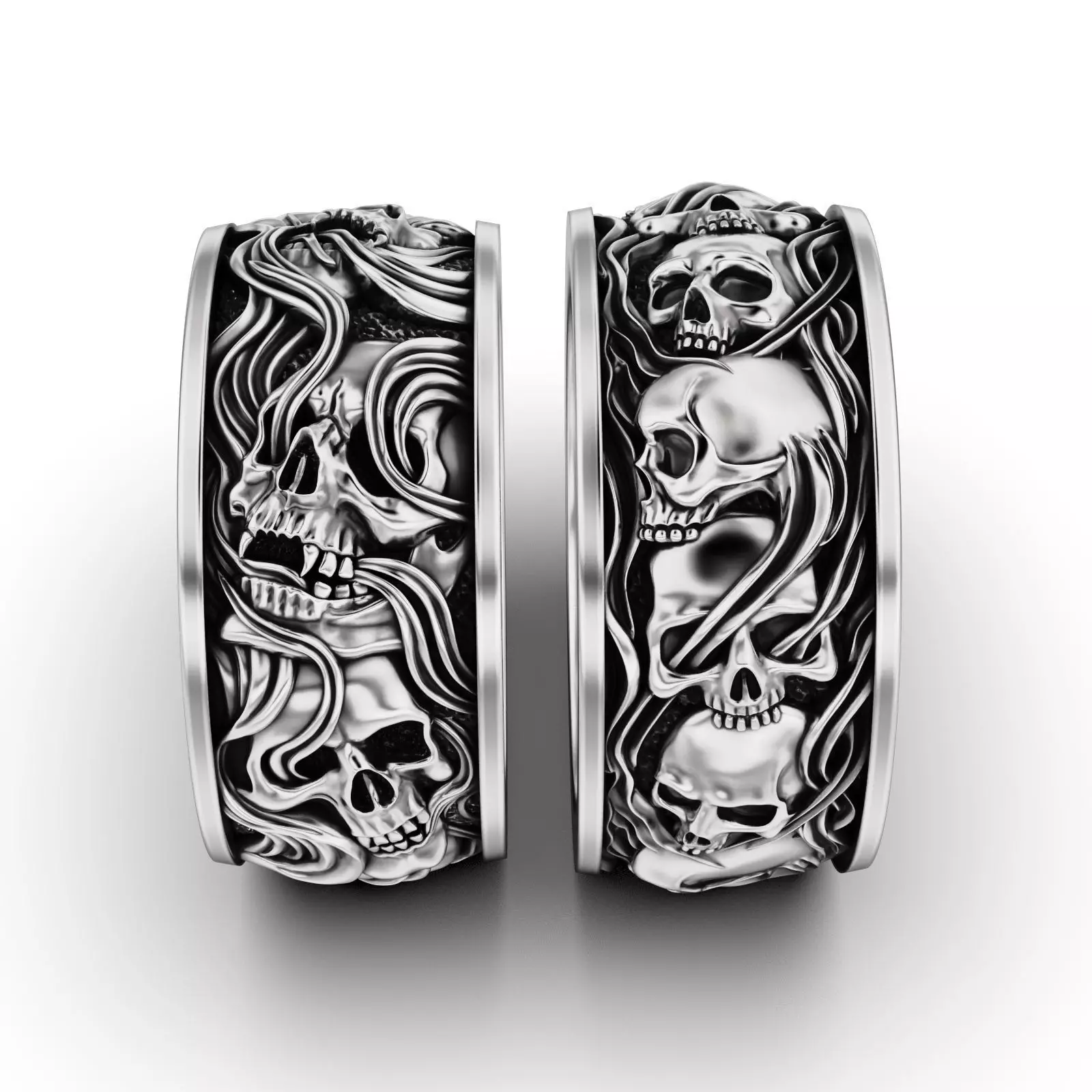 Collection Skull ring and smoke in a circle _0