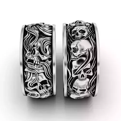 Collection Skull ring and smoke in a circle 
