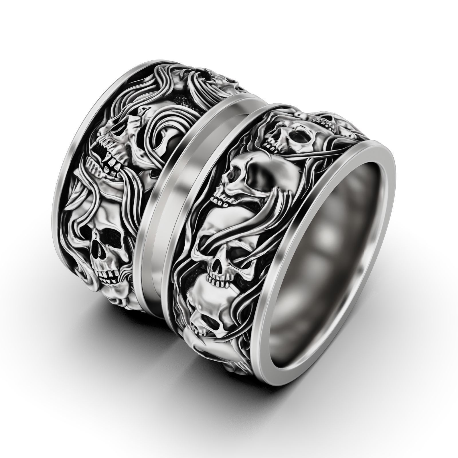 Collection Skull ring and smoke in a circle _4