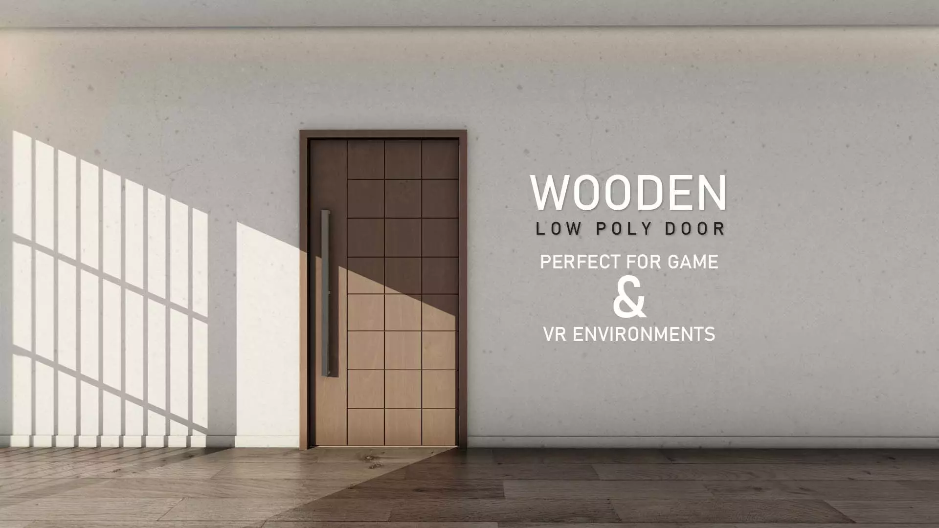 Wood Panel Door low poly asset Door 8 Low-poly 3D model_0