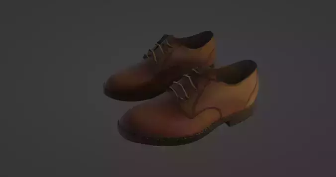 Classic Brown Leather Dress Shoes 3D Model 