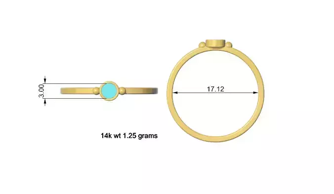 3mm Stone ring for gold 14k