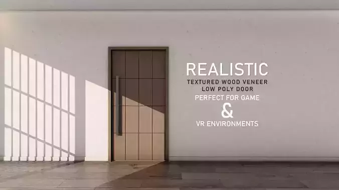 Realistic Textured wood Veneer low poly Door 9 Low-poly 3D model