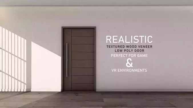 Realistic Textured wood Veneer low poly Door 10 Low-poly 3D model
