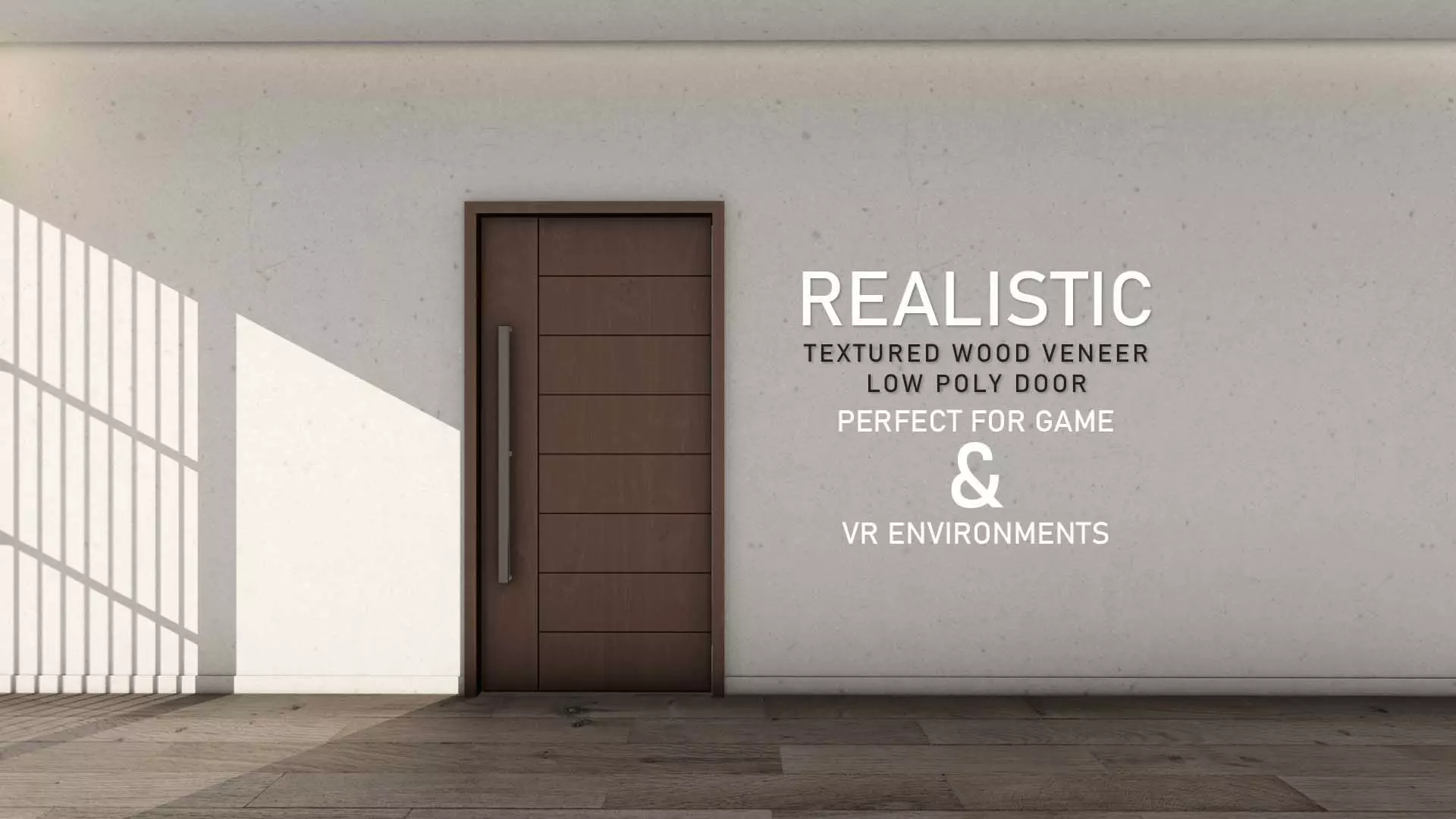 Realistic Textured wood Veneer low poly Door 10 Low-poly 3D model_0