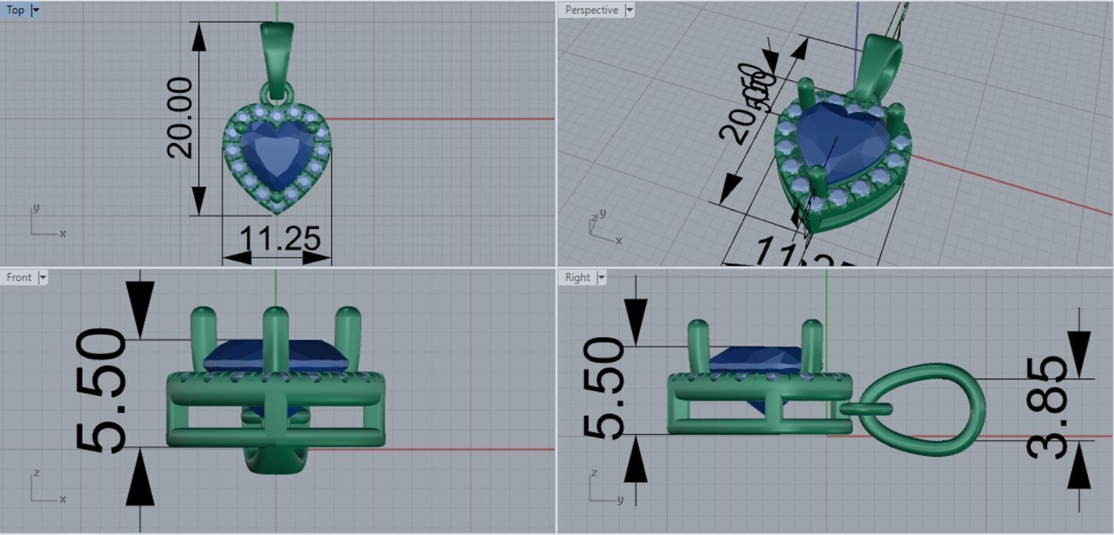 Heart Pendant With Halo 3D print model_3