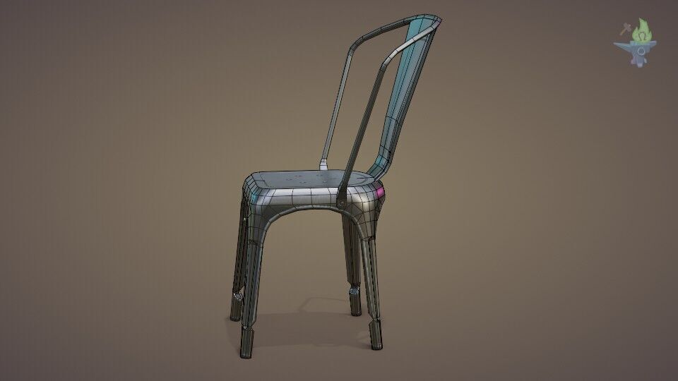 Tolix aluminum chair Low-poly 3D model_13