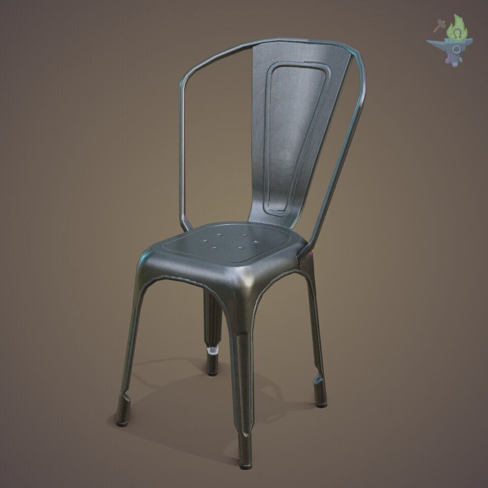 Tolix aluminum chair Low-poly 3D model_18