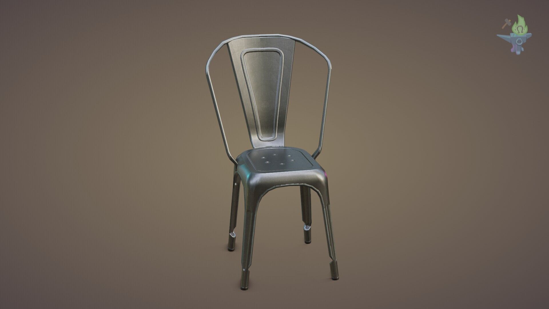 Tolix aluminum chair Low-poly 3D model_5
